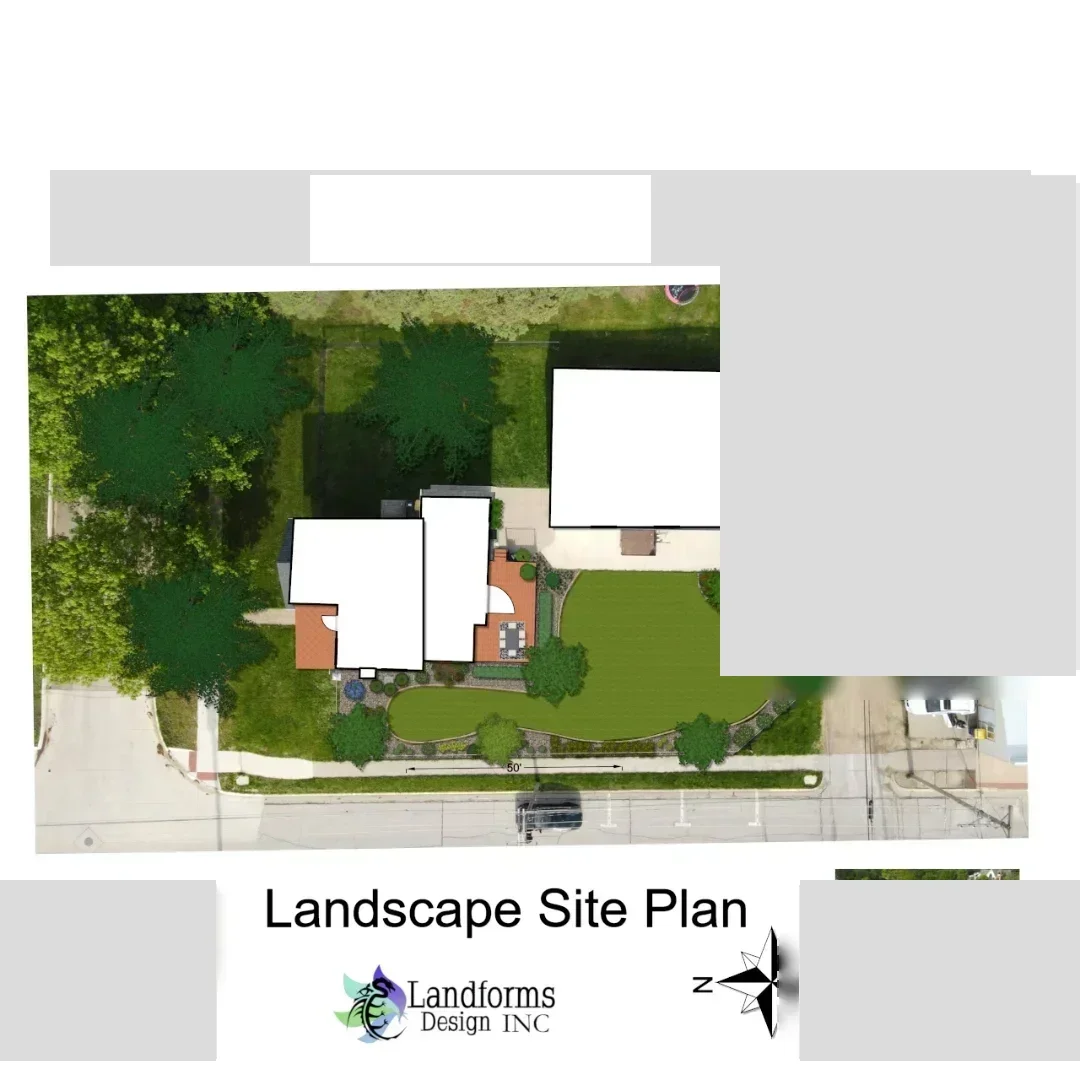 Landscape site plan by Landforms Design Inc Cedar Rapids Iowa