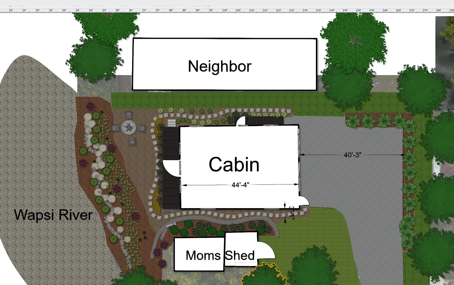 Landscape site plan on Wapsi River — Landforms Design Inc Iowa