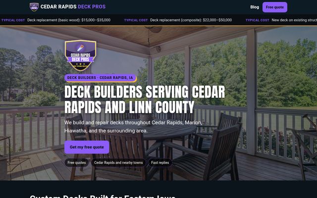 Cedar Rapids Deck Pros website preview
