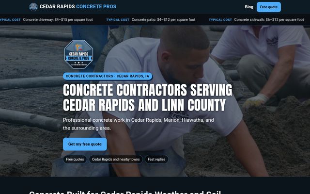 Cedar Rapids Concrete Pros website preview