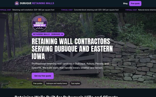Dubuque Retaining Walls website preview