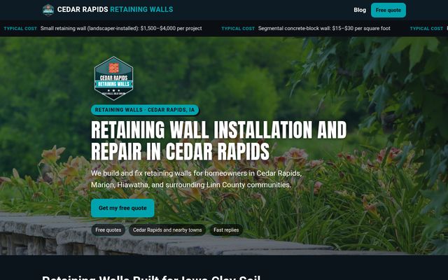 Cedar Rapids Retaining Walls website preview