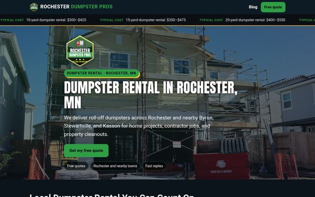 Rochester Dumpster Pros website preview