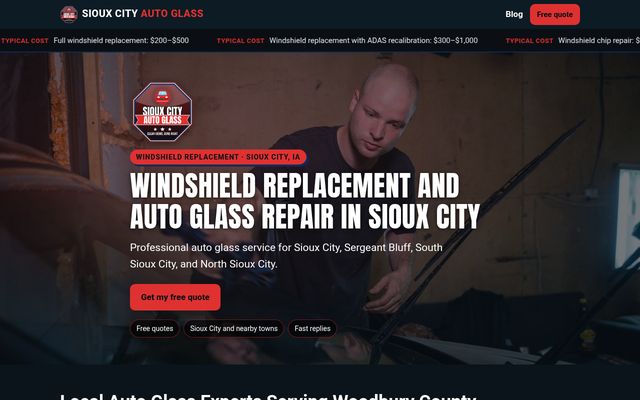 Sioux City Auto Glass website preview