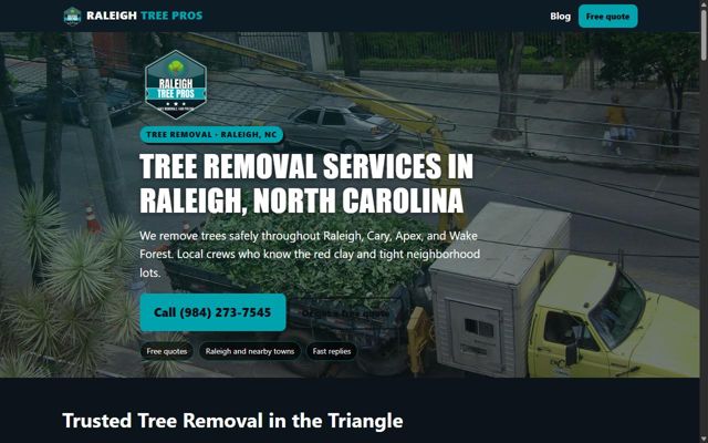 Raleigh Tree Pros website preview