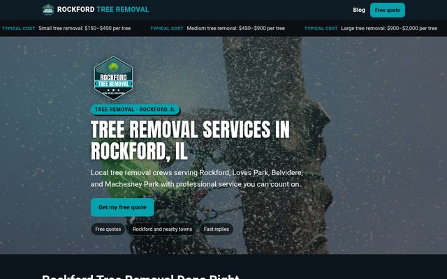 Rockford Tree Removal website preview