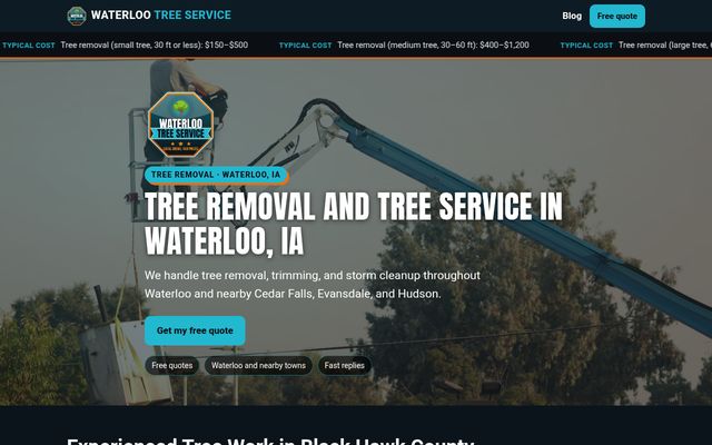 Waterloo Tree Service website preview