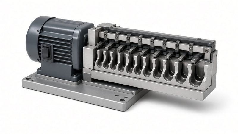 An electric wire stripping machine with a row of eleven feed channels